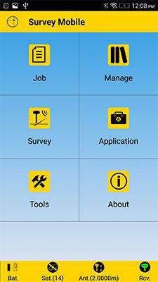 Accueil du logiciel Spectra Survey Mobile